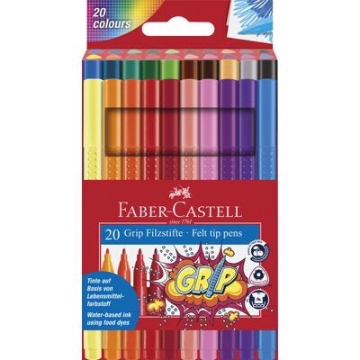 Faber Castell Viltstiften Grip - set 20 stuks 4005401553205 Verf Faber Castell Viltstiften Grip - set 20 stuks 4005401553205 Verf