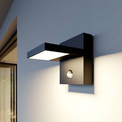 Wandlamp buiten met bewegingssensor Silvan Lucande, zwart, Aluminium, Modern Wandlamp buiten met bewegingssensor Silvan Lucande, zwart, Aluminium, Modern