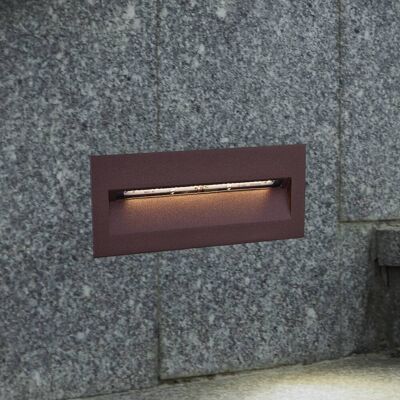 Lucande LED wand inbouwlamp Loya, 23 x 8 cm, roest, IP54 Loya, bruin / roest, Aluminium, Modern, Wandlamp buiten Lucande LED wand inbouwlamp Loya, 23 x 8 cm, roest, IP54 Loya, bruin / roest, Aluminium, Modern, Wandlamp buiten