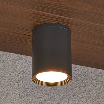 Lucande plafondspot Minna, antraciet, 14 cm, IP54, E27 Minna, zwart, Aluminium, Modern, plafondlamp Lucande plafondspot Minna, antraciet, 14 cm, IP54, E27 Minna, zwart, Aluminium, Modern, plafondlamp