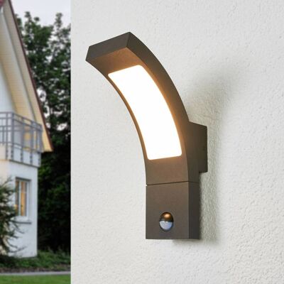 Wandlamp buiten met bewegingssensor Juvia Lucande, zwart, Aluminium, Modern Wandlamp buiten met bewegingssensor Juvia Lucande, zwart, Aluminium, Modern