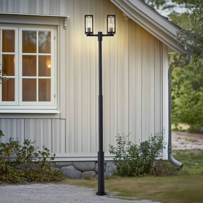 Lucande buitenlamp Siveta, 240 cm, 2-lamps, zwart, E27, IP65 Siveta Lucande, dimbaar, zwart, Aluminium Lucande buitenlamp Siveta, 240 cm, 2-lamps, zwart, E27, IP65 Siveta Lucande, dimbaar, zwart, Aluminium