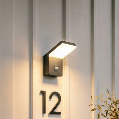 Wandlamp buiten met bewegingssensor Yolena Arcchio, zwart, Aluminium, Modern Wandlamp buiten met bewegingssensor Yolena Arcchio, zwart, Aluminium, Modern
