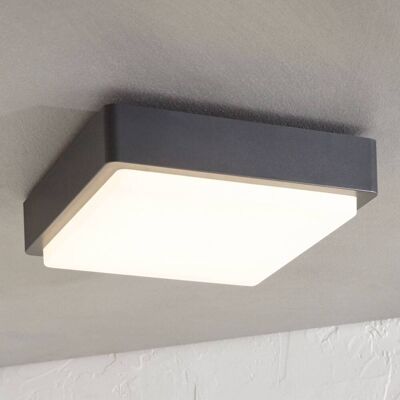 Lindby LED buiten plafondlamp Nermin, 22 cm, IP65, hoekig Nermin, zwart, Kunststof, Modern, LED plafondlamp Lindby LED buiten plafondlamp Nermin, 22 cm, IP65, hoekig Nermin, zwart, Kunststof, Modern, LED plafondlamp