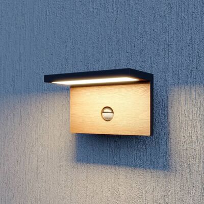 Wandlamp buiten met bewegingssensor Lignus Lucande, zwart, Aluminium, Modern Wandlamp buiten met bewegingssensor Lignus Lucande, zwart, Aluminium, Modern