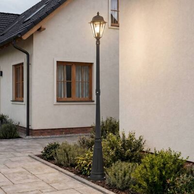 Lindby buitenlamp Edana, 211 cm, antraciet, E27, IP44 Edana, zwart, Aluminium, Modern Lindby buitenlamp Edana, 211 cm, antraciet, E27, IP44 Edana, zwart, Aluminium, Modern