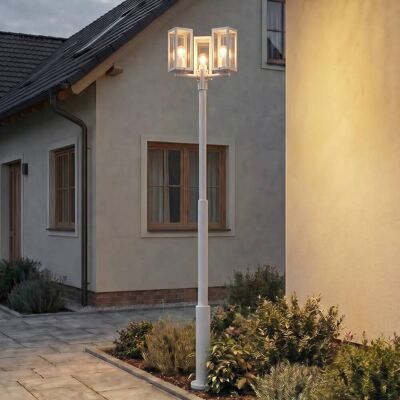 Lucande buitenlamp Siveta, hoogte 240 cm, 3-lamps, lichtgrijs Siveta Lucande, dimbaar, alu / grijs / zink, Aluminium Lucande buitenlamp Siveta, hoogte 240 cm, 3-lamps, lichtgrijs Siveta Lucande, dimbaar, alu / grijs / zink, Aluminium