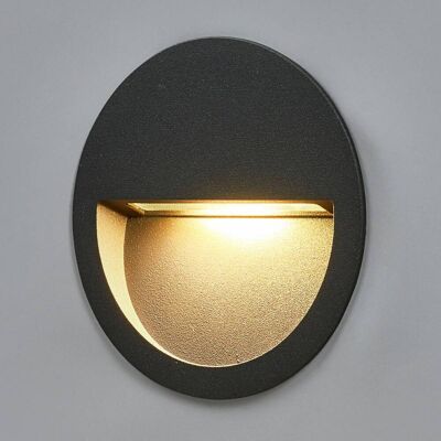 Lucande LED wand inbouwlamp Loya, Ø 11,5 cm, grijs, IP54 Loya, zwart, Aluminium, Modern, Wandlamp buiten Lucande LED wand inbouwlamp Loya, Ø 11,5 cm, grijs, IP54 Loya, zwart, Aluminium, Modern, Wandlamp buiten