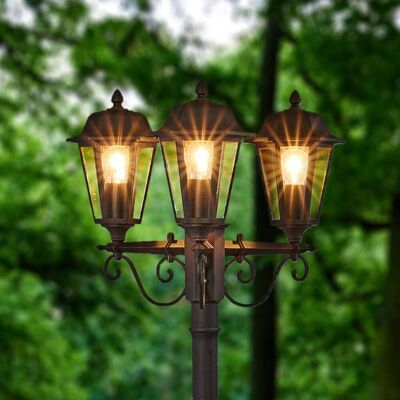 Lindby buitenlamp Lamina, 172cm, 3-lamps, zwart-roest, E27 Lamina, bruin / roest, Aluminium, Antiek Lindby buitenlamp Lamina, 172cm, 3-lamps, zwart-roest, E27 Lamina, bruin / roest, Aluminium, Antiek