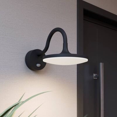 Wandlamp buiten met bewegingssensor Fineria Arcchio, zwart, Aluminium, Modern Wandlamp buiten met bewegingssensor Fineria Arcchio, zwart, Aluminium, Modern