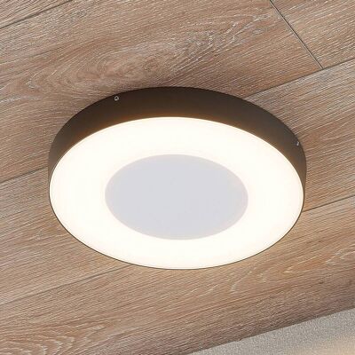 Lucande LED buiten plafondlamp Sora, rond, sensor, IP54 Sora, alu / grijs / zink, Aluminium, Modern, LED plafondlamp Lucande LED buiten plafondlamp Sora, rond, sensor, IP54 Sora, alu / grijs / zink, Aluminium, Modern, LED plafondlamp