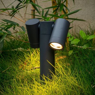 PRIOS prikspot Tulimar, 2-lamps, antraciet, IP65 Tulimar PRIOS, dimbaar, zwart, Aluminium, Modern PRIOS prikspot Tulimar, 2-lamps, antraciet, IP65 Tulimar PRIOS, dimbaar, zwart, Aluminium, Modern