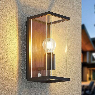 Wandlamp buiten met bewegingssensor Elwin Lucande, dimbaar, zwart, Aluminium, Modern Wandlamp buiten met bewegingssensor Elwin Lucande, dimbaar, zwart, Aluminium, Modern