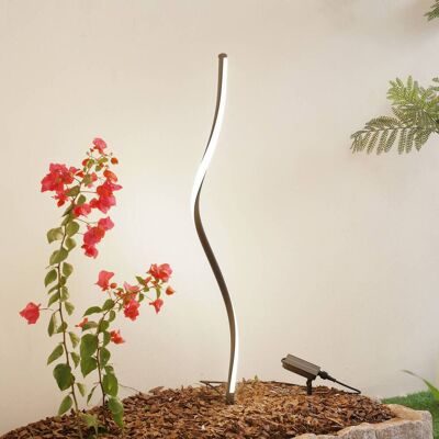 Lindby LED lamp op zonne-energie Sabriel, gebogen, zwart, aluminium, 3000K Sabiel, zwart, Aluminium, Modern Lindby LED lamp op zonne-energie Sabriel, gebogen, zwart, aluminium, 3000K Sabiel, zwart, Aluminium, Modern