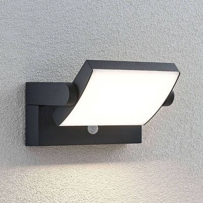 Wandlamp buiten met bewegingssensor Sherin Lindby, zwart, Aluminium, Modern Wandlamp buiten met bewegingssensor Sherin Lindby, zwart, Aluminium, Modern