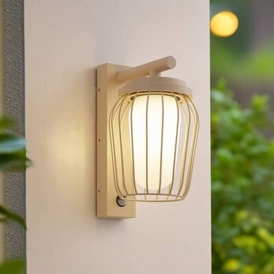 Wandlamp buiten met bewegingssensor Chandan Lucande, dimbaar, crème / amber, Aluminium, Modern Wandlamp buiten met bewegingssensor Chandan Lucande, dimbaar, crème / amber, Aluminium, Modern