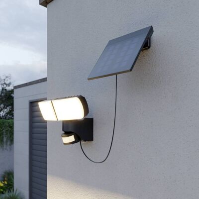 Arcchio Lissano LED wandspot op zonne-energie met sensor, zwart, Kunststof, Modern, solar buitenlamp Arcchio Lissano LED wandspot op zonne-energie met sensor, zwart, Kunststof, Modern, solar buitenlamp