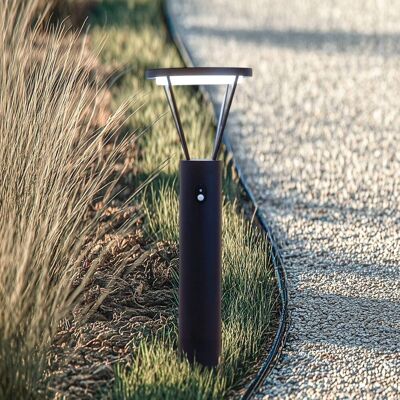Lucande LED-zonnegolflamp Elario, 80 cm, CCT, sensor Elario, zwart, Aluminium, Modern, Solar buitenverlichting Lucande LED-zonnegolflamp Elario, 80 cm, CCT, sensor Elario, zwart, Aluminium, Modern, Solar buitenverlichting
