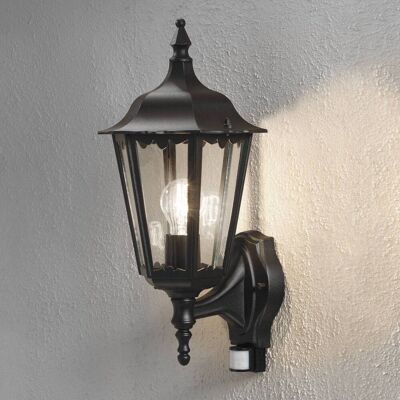 Konstsmide Wandlamp buiten met bewegingssensor FIRENZE, zwart, Glas, Landelijk Konstsmide Wandlamp buiten met bewegingssensor FIRENZE, zwart, Glas, Landelijk