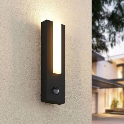 Wandlamp buiten met bewegingssensor Virgalia Lucande, zwart, Aluminium, Modern Wandlamp buiten met bewegingssensor Virgalia Lucande, zwart, Aluminium, Modern