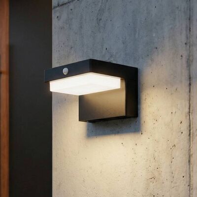 Lindby LED wandlamp Eleazar op zonne-energie, zwart, sensor, dimbaar, zwart, Aluminium, Modern, solar buitenlamp Lindby LED wandlamp Eleazar op zonne-energie, zwart, sensor, dimbaar, zwart, Aluminium, Modern, solar buitenlamp