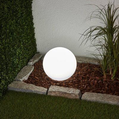 Lindby LED lamp op zonne-energie Lago, Ø 25 cm, bol, grondpin, wit Lago, wit / opaal, Kunststof, Modern, solar tuinverlichting Lindby LED lamp op zonne-energie Lago, Ø 25 cm, bol, grondpin, wit Lago, wit / opaal, Kunststof, Modern, solar tuinverlichting