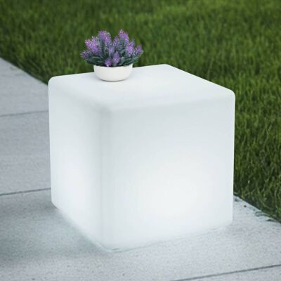 Lindby Accu-LED buitenlamp Cubara, RGB, kubus, kunststof Cubara Lindby, dimbaar, wit / opaal, Kunststof, Modern Lindby Accu-LED buitenlamp Cubara, RGB, kubus, kunststof Cubara Lindby, dimbaar, wit / opaal, Kunststof, Modern