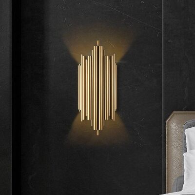 Wandlamp Reis 13341 Opviq, dimbaar, messing / goud, Woon-/ Eetkamer, metaal, Modern, wandlamp Wandlamp Reis 13341 Opviq, dimbaar, messing / goud, Woon-/ Eetkamer, metaal, Modern, wandlamp
