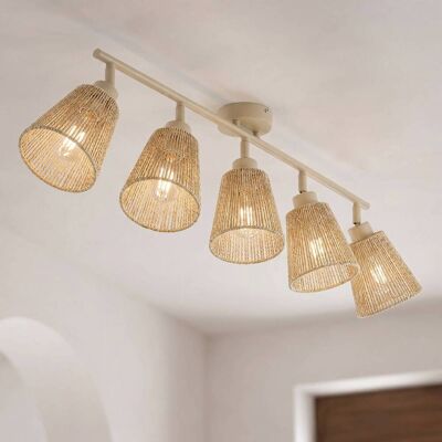 Lindby plafondspot Anuva, 86 cm, 5-lamps, beige, papier Anuva Lindby, dimbaar, crème / amber, Woon-/ Eetkamer, Papier, Landelijk, buitenspot Lindby plafondspot Anuva, 86 cm, 5-lamps, beige, papier Anuva Lindby, dimbaar, crème / amber, Woon-/ Eetkamer, Papier, Landelijk, buitenspot