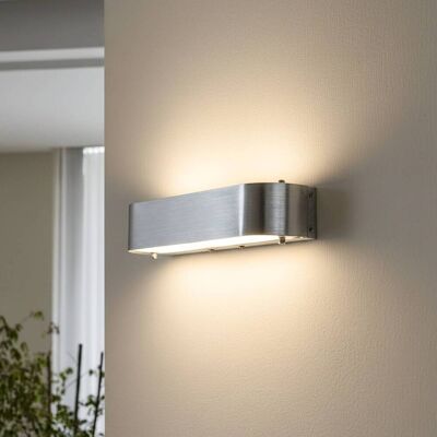 Wandlamp Nika Lindby, dimbaar, alu / grijs / zink, Slaapkamer, metaal, Modern, wandlamp Wandlamp Nika Lindby, dimbaar, alu / grijs / zink, Slaapkamer, metaal, Modern, wandlamp