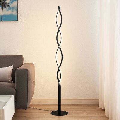 LED-vloerlamp Welina Lindby, dimbaar, zwart, Woon-/ Eetkamer, metaal, Modern, LED vloerlamp LED-vloerlamp Welina Lindby, dimbaar, zwart, Woon-/ Eetkamer, metaal, Modern, LED vloerlamp