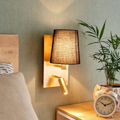 Wandlamp Aiden Lindby, zwart, Woon-/ Eetkamer, Textiel / Stof / Zijde, Modern, Wandlamp Wandlamp Aiden Lindby, zwart, Woon-/ Eetkamer, Textiel / Stof / Zijde, Modern, Wandlamp