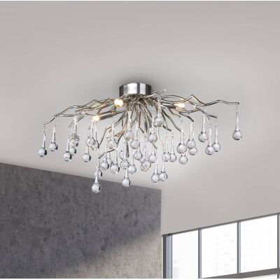 Paul Neuhaus Plafondlamp Icicle, alu / grijs / zink, Woon-/ Eetkamer, Glas, plafondlamp Paul Neuhaus Plafondlamp Icicle, alu / grijs / zink, Woon-/ Eetkamer, Glas, plafondlamp