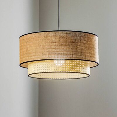 Hanglamp Boho Duolla, dimbaar, hout licht, Woon-/ Eetkamer, Textiel / Stof / Zijde, Landelijk, Hanglamp Hanglamp Boho Duolla, dimbaar, hout licht, Woon-/ Eetkamer, Textiel / Stof / Zijde, Landelijk, Hanglamp
