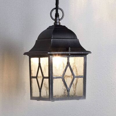 Searchlight Buiten hanglamp Genoa met loodglas, alu / grijs / zink, Aluminium Searchlight Buiten hanglamp Genoa met loodglas, alu / grijs / zink, Aluminium