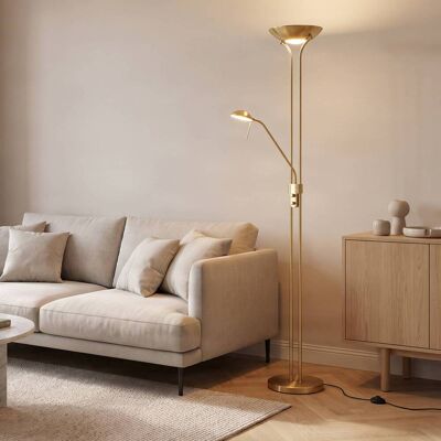 LED-uplighter vloerlamp Josefin Lindby, dimbaar, messing / goud, Woon-/ Eetkamer, metaal, Modern, LED vloerlamp LED-uplighter vloerlamp Josefin Lindby, dimbaar, messing / goud, Woon-/ Eetkamer, metaal, Modern, LED vloerlamp