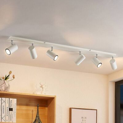 Lindby plafondspot Joffrey, 116 cm, wit, 6-lamps, GU10 Joffrey Lindby, dimbaar, wit / opaal, Woon-/ Eetkamer, metaal, Modern, buitenspot Lindby plafondspot Joffrey, 116 cm, wit, 6-lamps, GU10 Joffrey Lindby, dimbaar, wit / opaal, Woon-/ Eetkamer, metaal, Modern, buitenspot