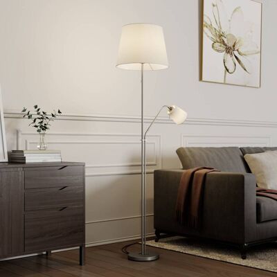 Vloerlamp Nantwin Lindby, wit / opaal, Woon-/ Eetkamer, Textiel / Stof / Zijde, Modern, vloerlamp Vloerlamp Nantwin Lindby, wit / opaal, Woon-/ Eetkamer, Textiel / Stof / Zijde, Modern, vloerlamp