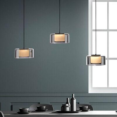 Paul Neuhaus Glazen hanglamp Rika, dimbaar, zwart, Woon-/ Eetkamer, Glas, Modern, hanglamp Paul Neuhaus Glazen hanglamp Rika, dimbaar, zwart, Woon-/ Eetkamer, Glas, Modern, hanglamp
