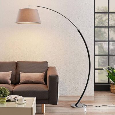Booglamp - vloerlamp Evelyna Lucande, alu / grijs / zink, Slaapkamer, Textiel / Stof / Zijde, Modern, booglamp Booglamp - vloerlamp Evelyna Lucande, alu / grijs / zink, Slaapkamer, Textiel / Stof / Zijde, Modern, booglamp