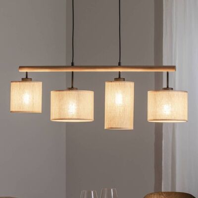 Hanglamp Deva Nature, 4-lamps, textiel Nature TK Lighting, dimbaar, hout licht, Woon-/ Eetkamer, Hout, Scandinavisch Hanglamp Deva Nature, 4-lamps, textiel Nature TK Lighting, dimbaar, hout licht, Woon-/ Eetkamer, Hout, Scandinavisch
