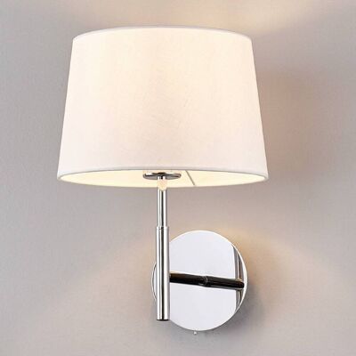 Wandlamp Dorothea Lucande, dimbaar, chroom / zilver, Woon-/ Eetkamer, Textiel / Stof / Zijde, Modern, Wandlamp Wandlamp Dorothea Lucande, dimbaar, chroom / zilver, Woon-/ Eetkamer, Textiel / Stof / Zijde, Modern, Wandlamp