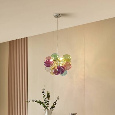 Glazen hanglamp Diborah Lucande, dimbaar, multicolor, Woon-/ Eetkamer, Glas, Design, hanglamp Glazen hanglamp Diborah Lucande, dimbaar, multicolor, Woon-/ Eetkamer, Glas, Design, hanglamp