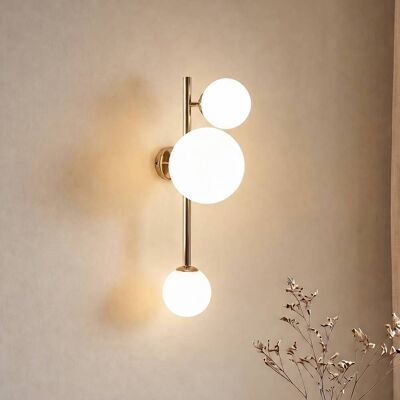 Wandlamp Dione ALDEX, dimbaar, messing / goud, Woon-/ Eetkamer, Glas, Modern, wandlamp Wandlamp Dione ALDEX, dimbaar, messing / goud, Woon-/ Eetkamer, Glas, Modern, wandlamp