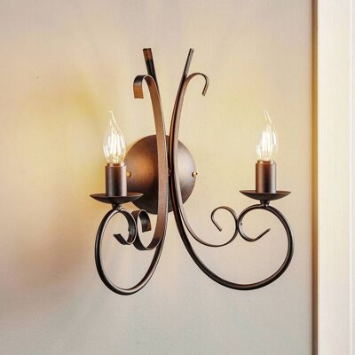 Wandlamp Pompei ONLI, dimbaar, zwart, Woon-/ Eetkamer, metaal, Landelijk, wandlamp Wandlamp Pompei ONLI, dimbaar, zwart, Woon-/ Eetkamer, metaal, Landelijk, wandlamp