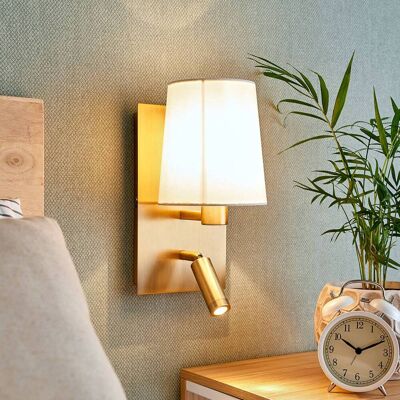 Wandlamp Aiden Lindby, brons / oud-messing, Woon-/ Eetkamer, Textiel / Stof / Zijde, Wandlamp Wandlamp Aiden Lindby, brons / oud-messing, Woon-/ Eetkamer, Textiel / Stof / Zijde, Wandlamp