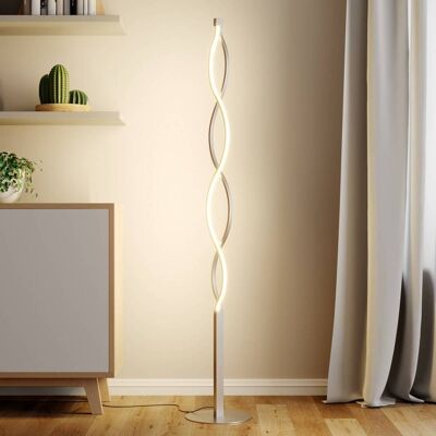 LED-vloerlamp Auron Lindby, dimbaar, alu / grijs / zink, Woon-/ Eetkamer, Kunststof, Modern, LED vloerlamp LED-vloerlamp Auron Lindby, dimbaar, alu / grijs / zink, Woon-/ Eetkamer, Kunststof, Modern, LED vloerlamp