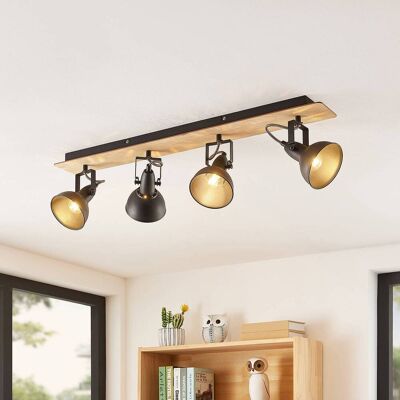 Lindby Aylis plafondlamp, 4-lamps, 82 cm, zwart, hout, E14 Lindby, dimbaar, hout donker, Woon-/ Eetkamer, metaal, Industrieel design, buitenspot Lindby Aylis plafondlamp, 4-lamps, 82 cm, zwart, hout, E14 Lindby, dimbaar, hout donker, Woon-/ Eetkamer, metaal, Industrieel design, buitenspot