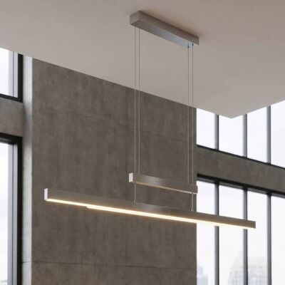 Trio Lighting Hanglamp Trajan, dimbaar, alu / grijs / zink, Woon-/ Eetkamer, metaal, Modern Trio Lighting Hanglamp Trajan, dimbaar, alu / grijs / zink, Woon-/ Eetkamer, metaal, Modern