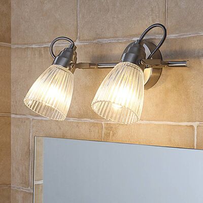 Wandlamp Kara Lindby, dimbaar, alu / grijs / zink, Badkamer, Glas, Modern, Wandlamp Wandlamp Kara Lindby, dimbaar, alu / grijs / zink, Badkamer, Glas, Modern, Wandlamp